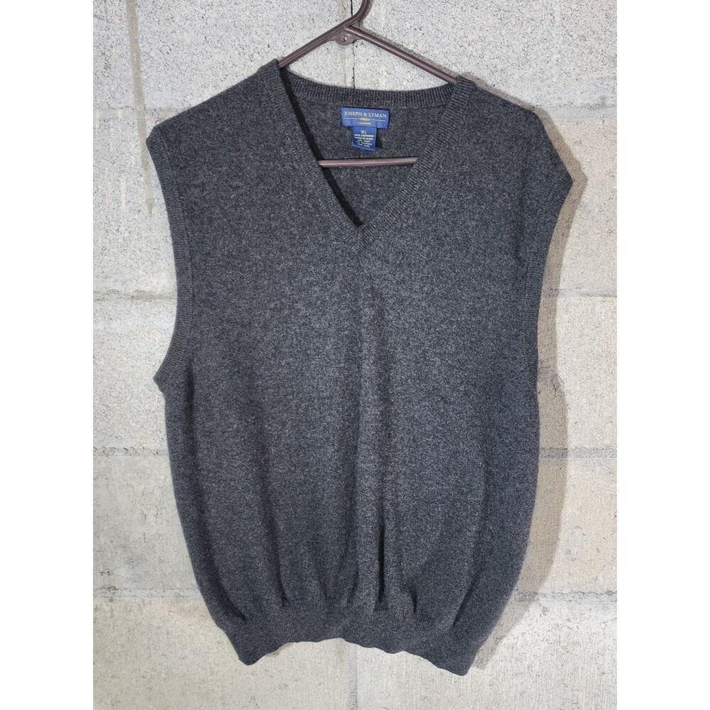 Joseph & Lyman 100% Cashmere V-Neck Men's Sweater Vest Gray Size XL